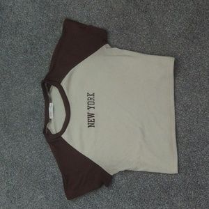 Large Brown/cream New York cropped shirt